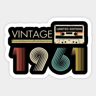 62nd Birthday Vintage 1961 Limited Edition Cassette Tape Sticker